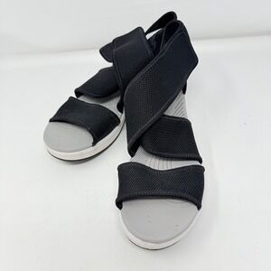 Clarks Womens Sz 10 Cloudsteppers Cali‎ Palm Strappy Sandals Wedge Adjustable